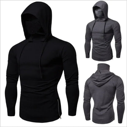 New Embroidery Turtleneck Sweatshirt For Men Japanese Ninja Hoodies Autumn Hip Hop Fleece Pocket Streetwear Oversized Y2K Hoody