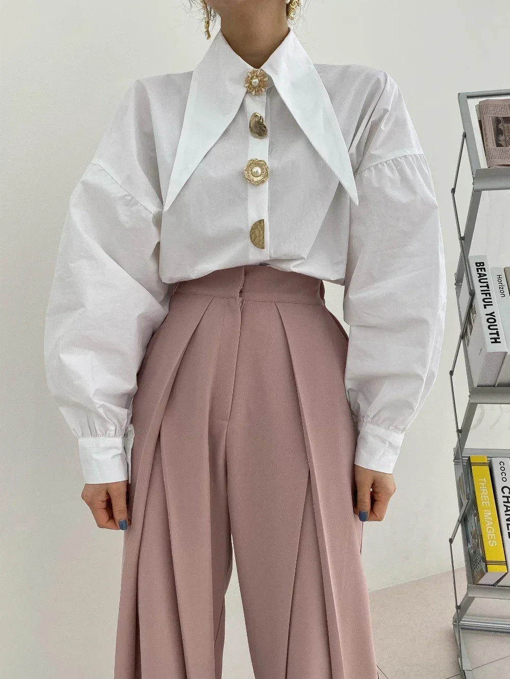 2025 Autumn Long Sleeve Women Shirt Fashion Spring Lanter Sleeve Blouses Office Lady Elegant Tops Casual Loose Clothing