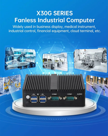 XCY Fanless Mini PC Intel Core I5-5200U I3-5005U Dual GbE LAN 2x RS-232 Serial Ports 4x USB Embedded IPC WiFi Windows Linux
