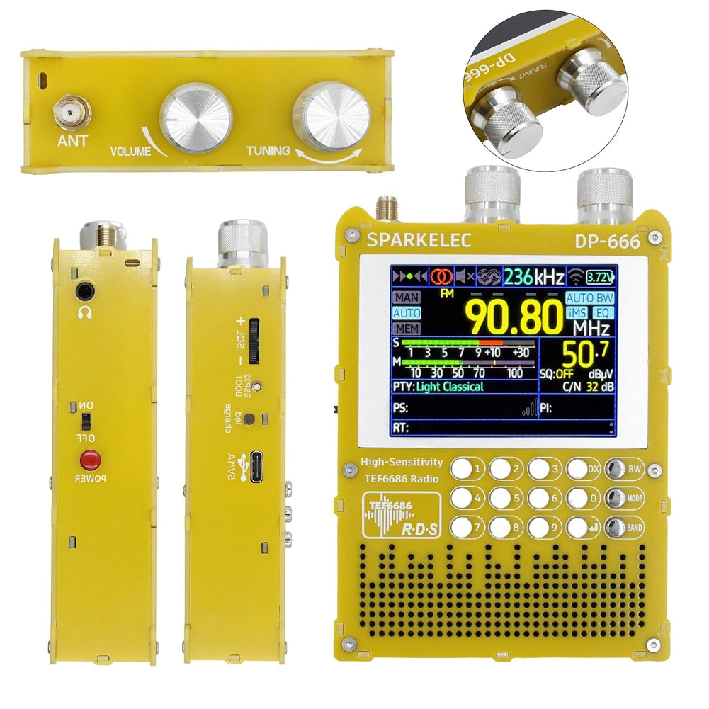DP-666 TEF6686 Radio High Sensitivity Full Band FM AM Short Wave Radio with LCD Display High Sensitivity DSP Receiver Radio