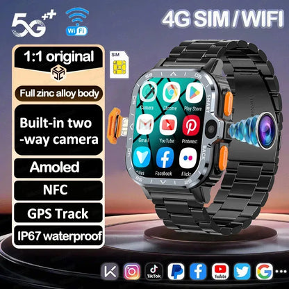 2024 New SIM Smart Watch 2.03inch 4G Network GPS Wifi NFC Dual Camera 64G ROM Storage Google Play Small mobile phone Smartwatch