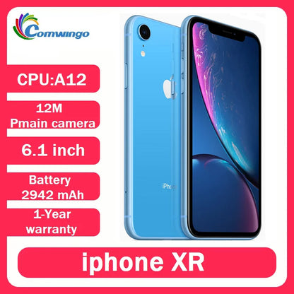 Original Unlocked Apple Used iPhone XR  6.1" Display Face Id NFC 3GB RAM 64GB/128GB/256GB ROM 12MP A12 Bionic IOS xr CellPhone