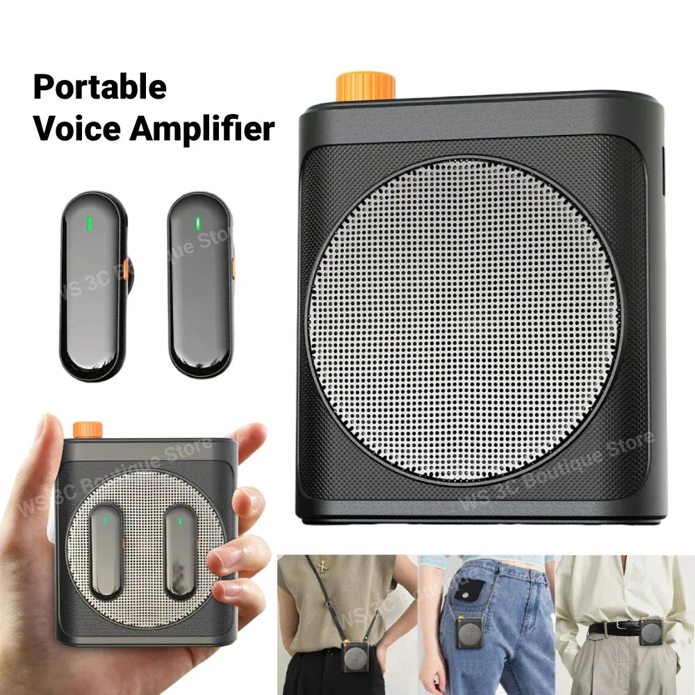 Bluetooth Wireless Voice Amplifier With Lavalier microphone for Teachers Elderly Tour Guides Coaches U-Disk Megaphone Microphone