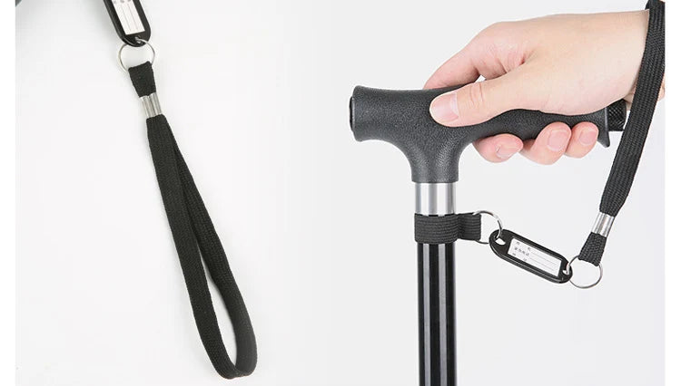 1pc Old People Crutch 60-94cm Telescoping Aluminum Alloy Rod Walking Stick T-handle with Lamp