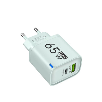 GaN 65W USB C Charger 3 Ports Quick Charge 3.0 QC3.0 Fast Charger Travel Wall Adapter for iPhone Samsung Xiaomi Huawei EU UK US