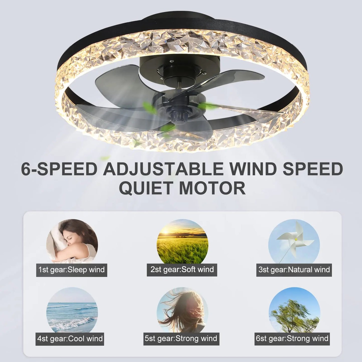 Modern Ceiling Fans Infinitely Dimmable Household Black White Ceiling Lamp With Remote Control Bedroom Living Room LED Fixtures