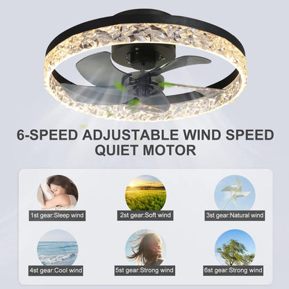 Modern Ceiling Fans Infinitely Dimmable Household Black White Ceiling Lamp With Remote Control Bedroom Living Room LED Fixtures