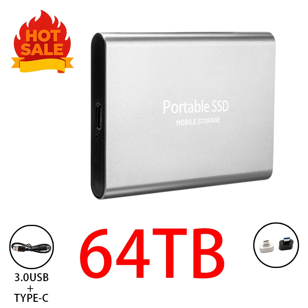 Highly cost-effective external hard drive, durable, efficient, and portable, with 256TB high-speed USB 3.1 Type C