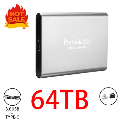 Highly cost-effective external hard drive, durable, efficient, and portable, with 256TB high-speed USB 3.1 Type C