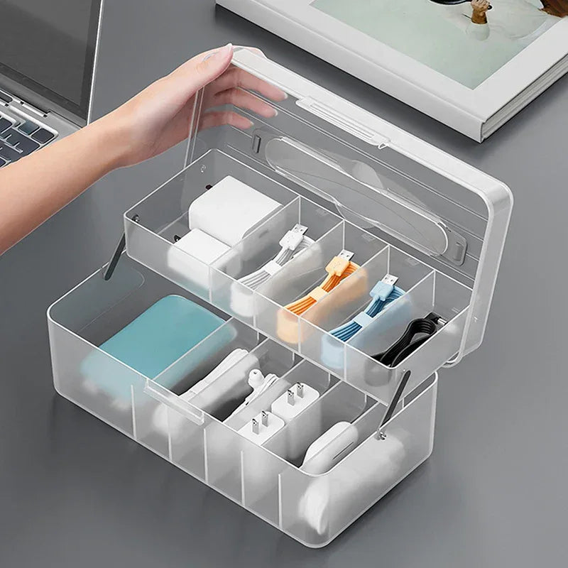 1pc Data Cable Storage Box Power Charging Cable Mobile Phone Charger Plug Organizer Desktop Cable Management Bobbin Winder