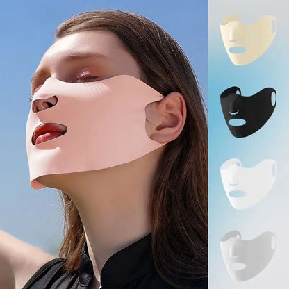 Women Men Sunscreen Mask Outdoor Cycling Face Mask Breathable Reusable Double Layer Ice Silk Masks Anti-UV Sun