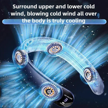 Portable Neck Fan 3-speed 4000mAh USB Charging Fast Cooling Multifunctional Digital Display Air Conditioner Outdoor Neck Fan