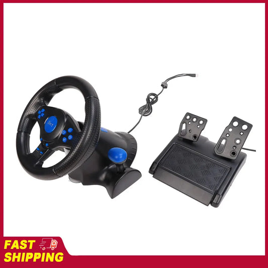 Game Racing Wheel Gaming Steering Wheel 180 Degree Rotation Multifunctional 3 in 1 Game Racing Wheel with Pedals for PC by PDG ibma