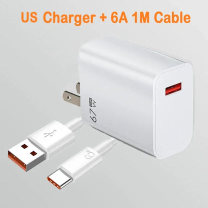 EU US UK Plug 67W 6A USB Fast Charger For Xiaomi 10T 11 12 Lite 13T Redmi Note 10 11T 12 13 POCO X4 X5 F5 Type C Charging Cable