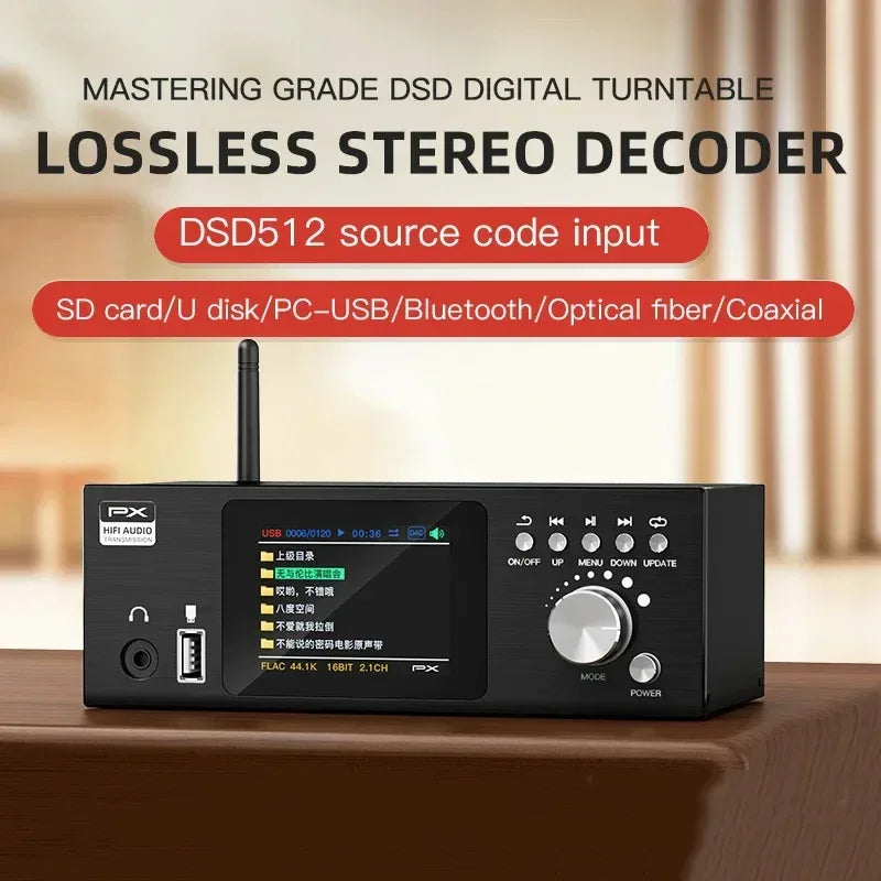 Flagship HIFI Digital Music Player ES9038Q2M DAC DSD512 Lossless Decoding Audio Decoder QCC5125 Bluetooth 5.1 AMANERO USB