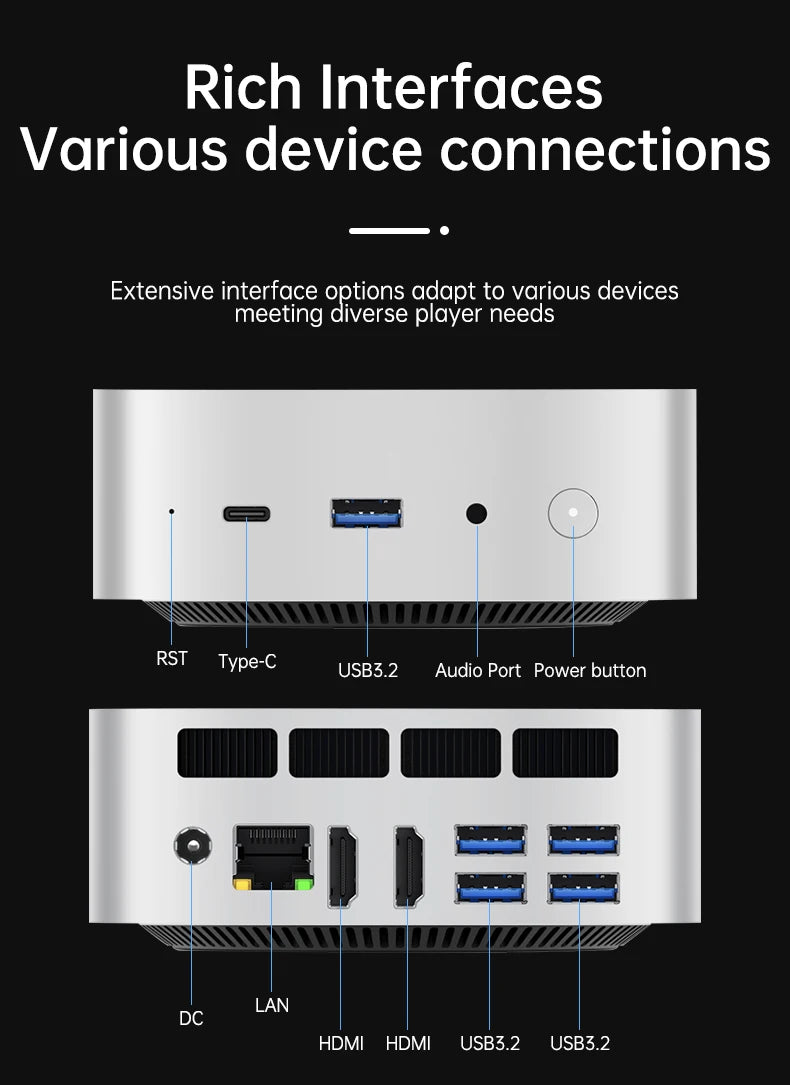 Portable Gaming Mini PC AMD Ryzen 7 7840HS Ryzen 5 6600U 16GB LPDDR5 6400MHz USB4 Dual M.2 NVMe NUC Desktop Computer Windows 11