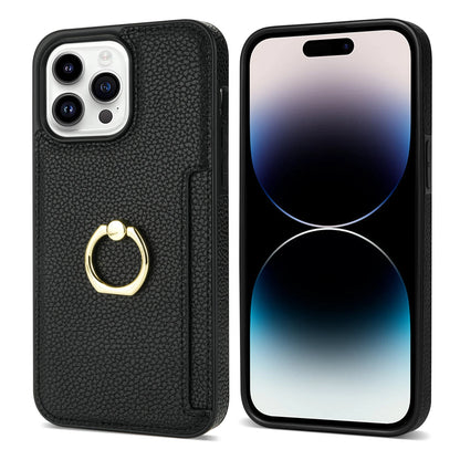 Leather Wallet Phone Case for iPhone Air 17 16 15 14 13 12 11 Pro Max XS XR X 7 8 Plus Ring Holder Card Solt Litchi Stand Cover