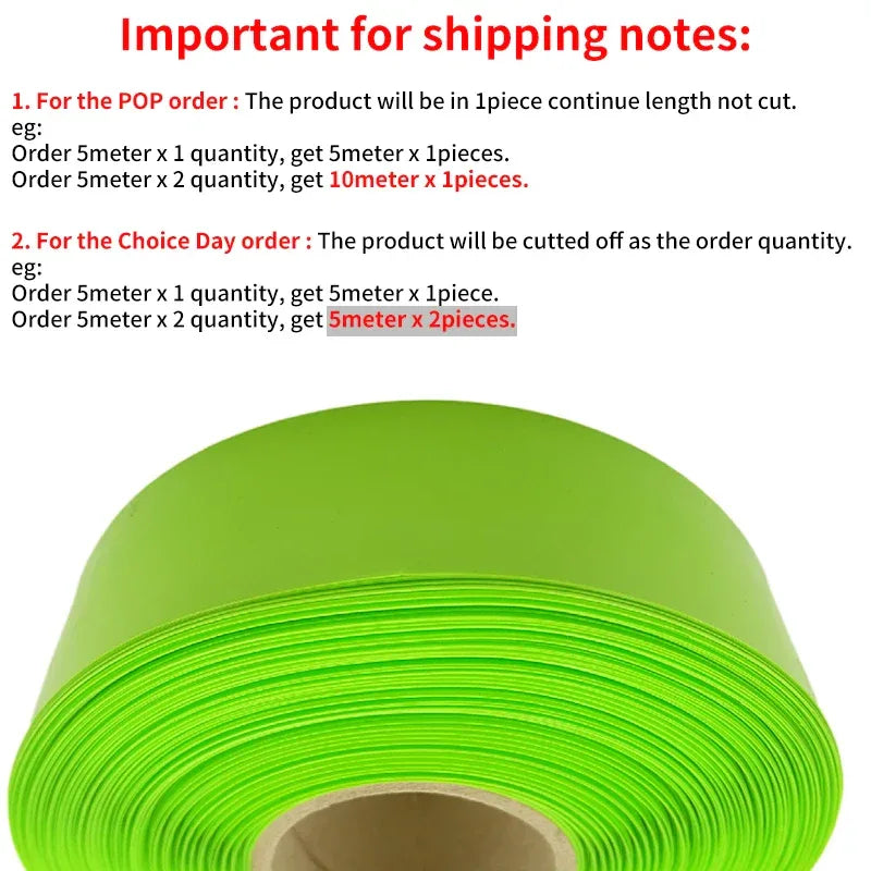 1/8/15M PVC Heat Shrink Tube 18650 Lipo Battery Pack 105mm ~ 300mm Insulated Protection Film Wrap Case Cable Sleeve Fruit Green