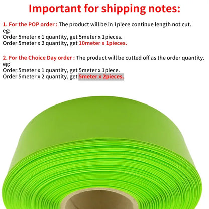1/8/15M PVC Heat Shrink Tube 18650 Lipo Battery Pack 105mm ~ 300mm Insulated Protection Film Wrap Case Cable Sleeve Fruit Green