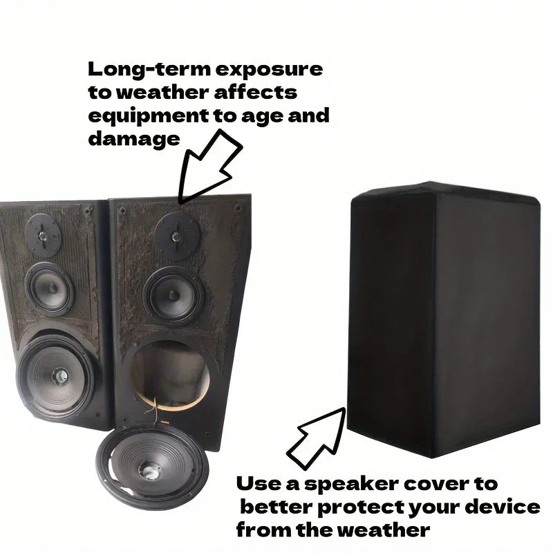 Durable Black 210D Oxford Cloth Speaker Covers - Water and Dust Resistant, Multiple Sizes for Home Theater Outdoor Sound Systems