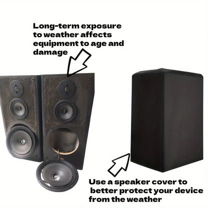 Durable Black 210D Oxford Cloth Speaker Covers - Water and Dust Resistant, Multiple Sizes for Home Theater Outdoor Sound Systems