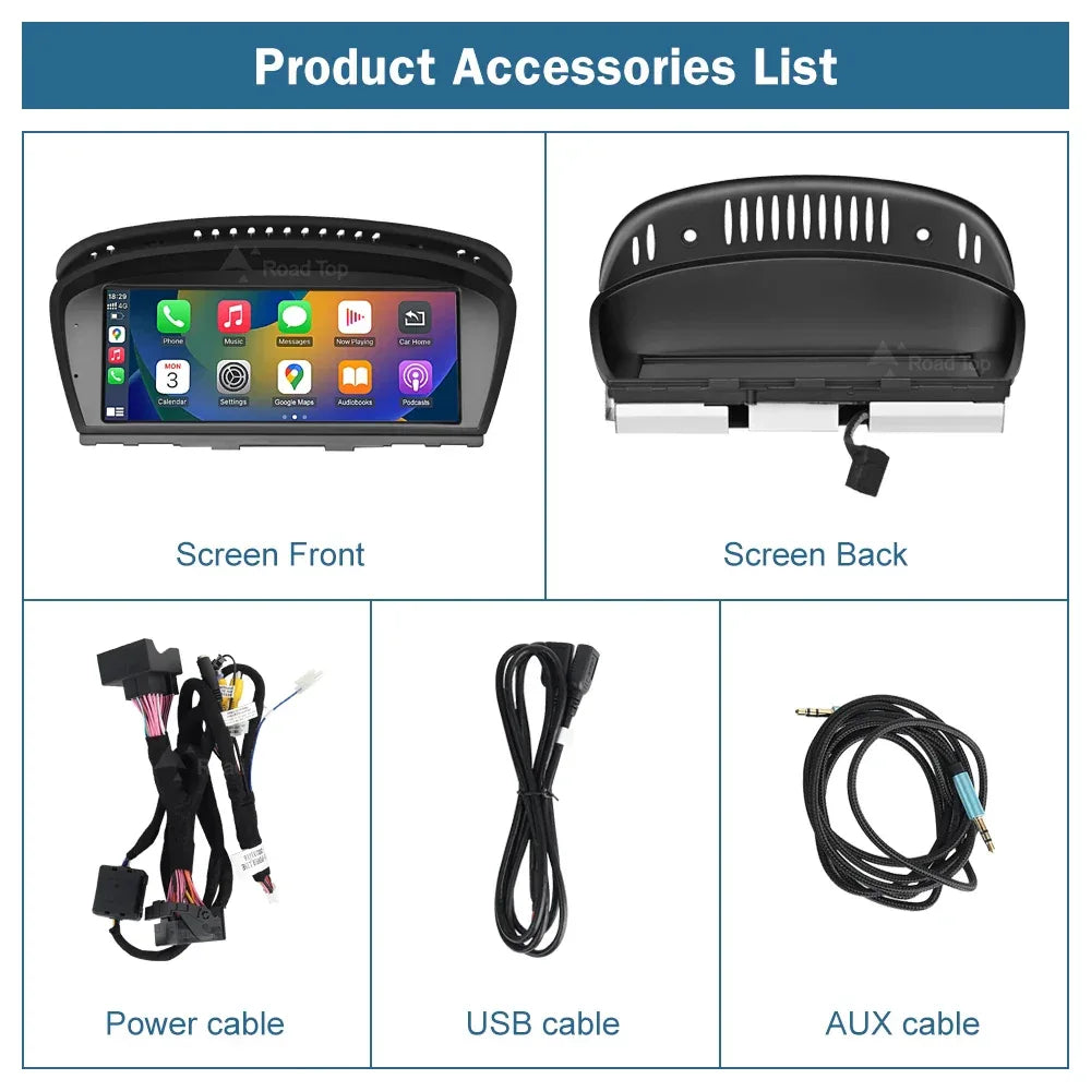 Road Top 8.8'' Wireless Carplay Android Auto Multimedia Display Screen For BMW 3 Series E90 E91 E92 E93 5 Series E60 E61 CCC CIC