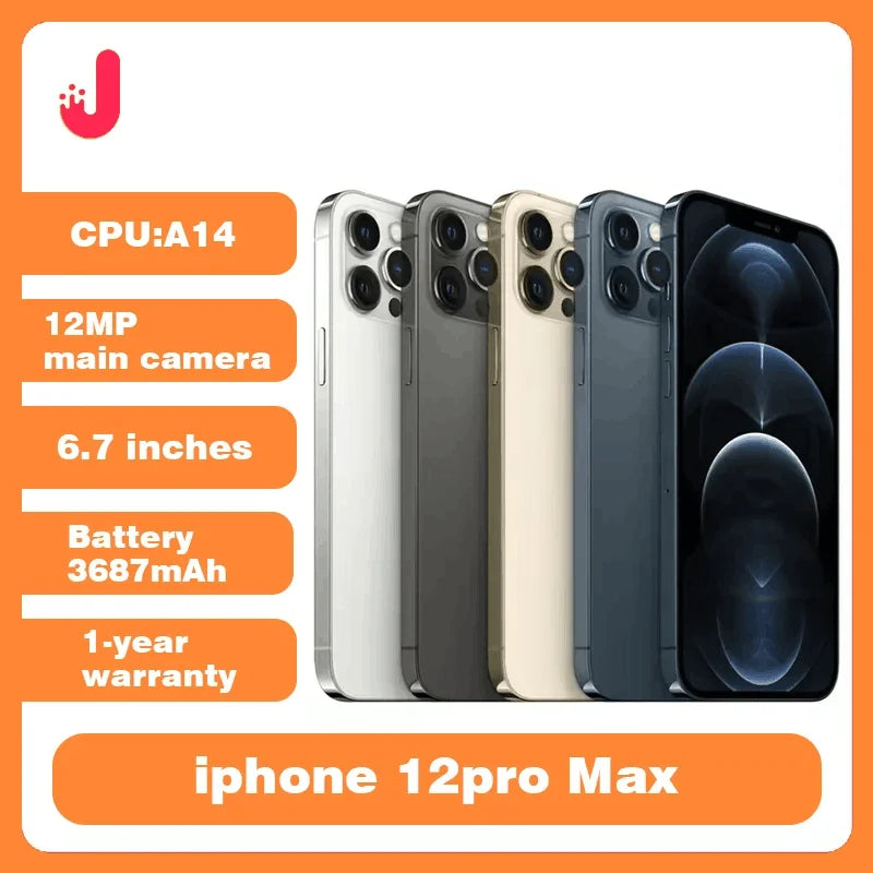 Original Unlock Apple iPhone 12 pro Max 6.7 Inch 128GB 256GB face id NFC smartphone ROM A14 Bionic Chip iOS USED Cellphone