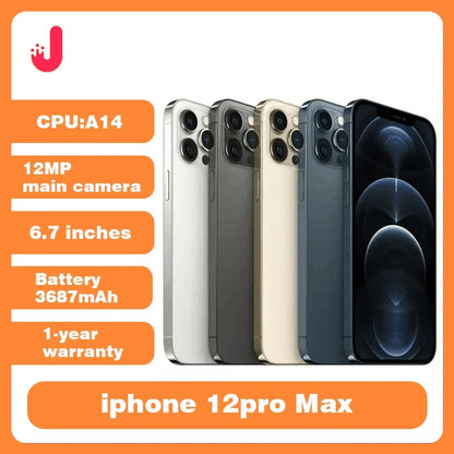 Original Unlock Apple iPhone 12 pro Max 6.7 Inch 128GB 256GB face id NFC smartphone ROM A14 Bionic Chip iOS USED Cellphone