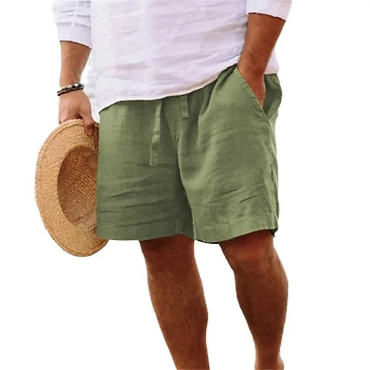 2025 Linen fabric summer Sports Shorts Men Beaching Shorts pocket Bodybuilding Sweatpants Fitness Jogger Running Gyms Men Shorts