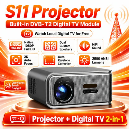 2026 New Smart Projector 2500 ANSI LM Google Play HDR10+ 1920*1080P Full HD Support 8K Video For Home Movie Theater TV Gaming