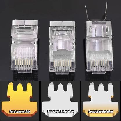 50/1PACK Connectors Pass Through Modular Plug CAT6 CAT7 CAT5 Ethernet Cable Shielded Connectors for RJ45 Net Pass Through Plugs