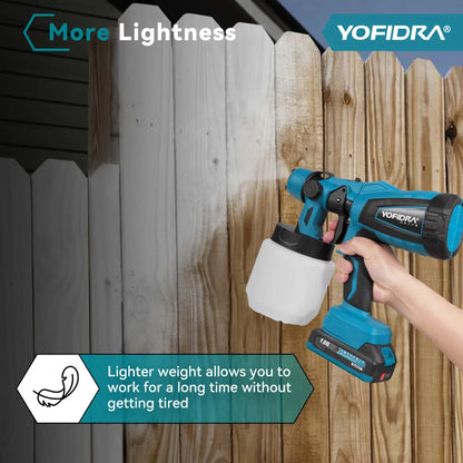 YOFIDRA 1000ML Electric Spray Gun Powerful Portable Paint Sprayer Cordless Furniture Coating Airbrush For Makita 18V Battery Pin