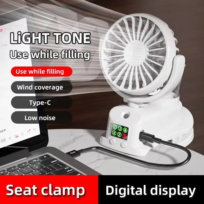 Refrigerating Clip Spray Fan USB Rechargeable Office Dormitory Outdoor Multi-Functional Desktop Clip Fan Moisturizing