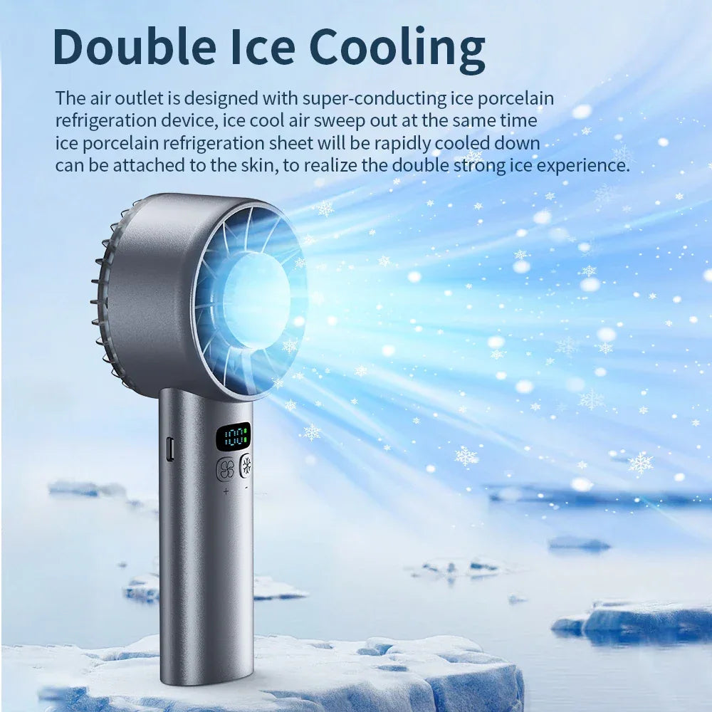 Outdoor high-speed refrigeration handheld fan 100 speed mini fan USB charging portable fan