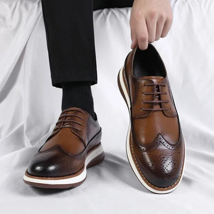Men's Casual Leather Thick Soled Simple Walking Shoes Fashion Oxford Shoes High End British Style Office Business Dress Shoes