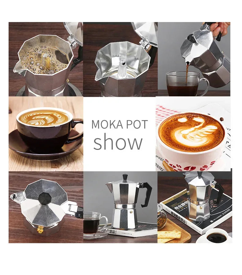 150 300 600 Aluminum Moka Pot with Electric Burner Stove Top Coffee Maker Espresso Percolator Mocha Kettle Heater Home Household