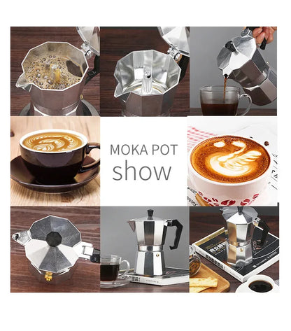 150 300 600 Aluminum Moka Pot with Electric Burner Stove Top Coffee Maker Espresso Percolator Mocha Kettle Heater Home Household