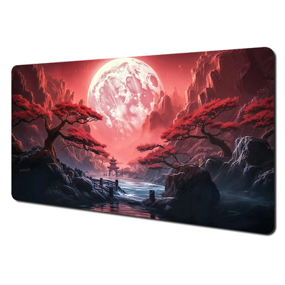 Red and Black Art Landscapes Large Mouse Pad Anti-Slip Durable Desk Mat Offices Accessories Keyboard Mouse Mat Tapis De Bureau