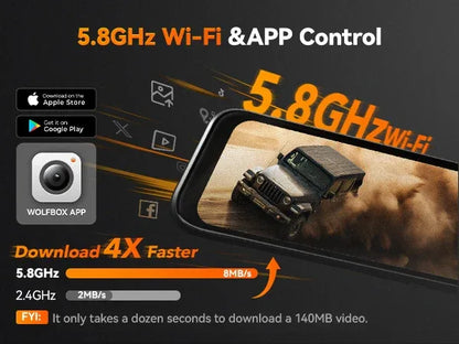 WOLFBOX G850 Front and Rear 4K 5.8Ghz WIFI Voice Control Dash Cam Car Camera WDR 1080P Dash Camera GPS Night Vision 24H Parking