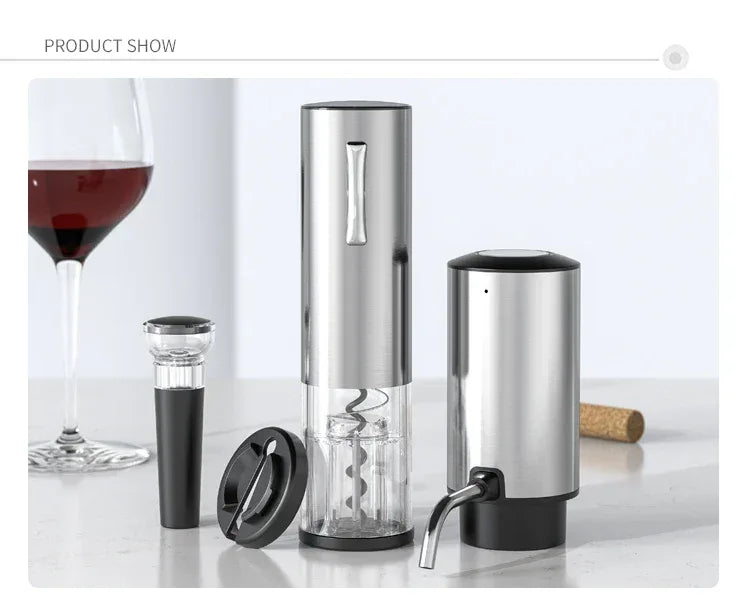 Rechargeable Electric Red Wine Openers Automatic Corkscrew Wine Openers Set Foil Cutter Wine Stopper Wine Pourer Christmas Gifts