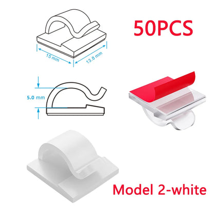 50 20 10 PCS Cable Organizer Clip Self Adhesive Cord Management Desktop Wall USB Cable Management Wire Winder Manager Desk Clamp