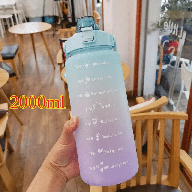 3PCS Sports Water Bottle with Time Marker Leak-proof Cup Motivational Portable Water Bottle for Outdoor Sport Fitness BPA Free