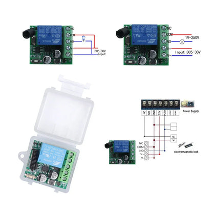 DC 12V 433Mhz RF Wireless Remote Control Switch Relay 1CH Receiver Module For LED  Door Electromagnetic Lock Smart home DIY