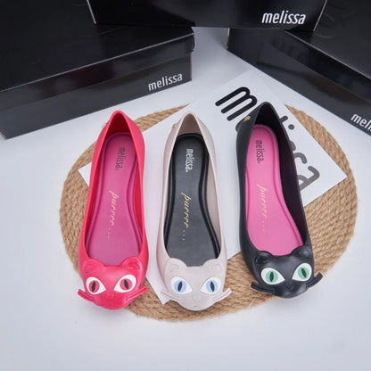 Design Big Butterfly Knot Melissa Women Flat Mules Sandals High Quality Cozy Patent Leather Pointed Toe Back Strap Shoes