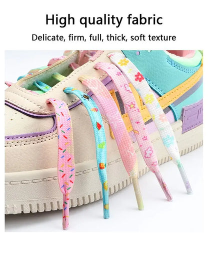 1Pair Print Shoelaces for Sneakers Quality Fabric Flat Shoe laces Fashion Girl Laces for Shoes width 0.8cm 120/140/160CM