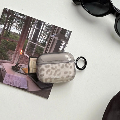Simple Chic Transparent Grey Leopard Print Pattern Protective Earphone Case Cover for AirPods 1 2 3 4 Pro Pro2 Pro3
