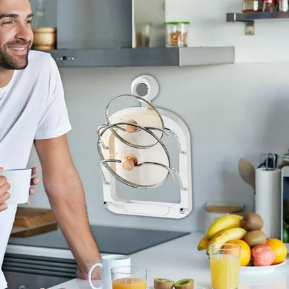 Kitchen Organizer Rack Wall Hanging Pot Cover Rack Multilayer Pot Lid Metal Multifunctional Rack Pot Lid Storage Rack