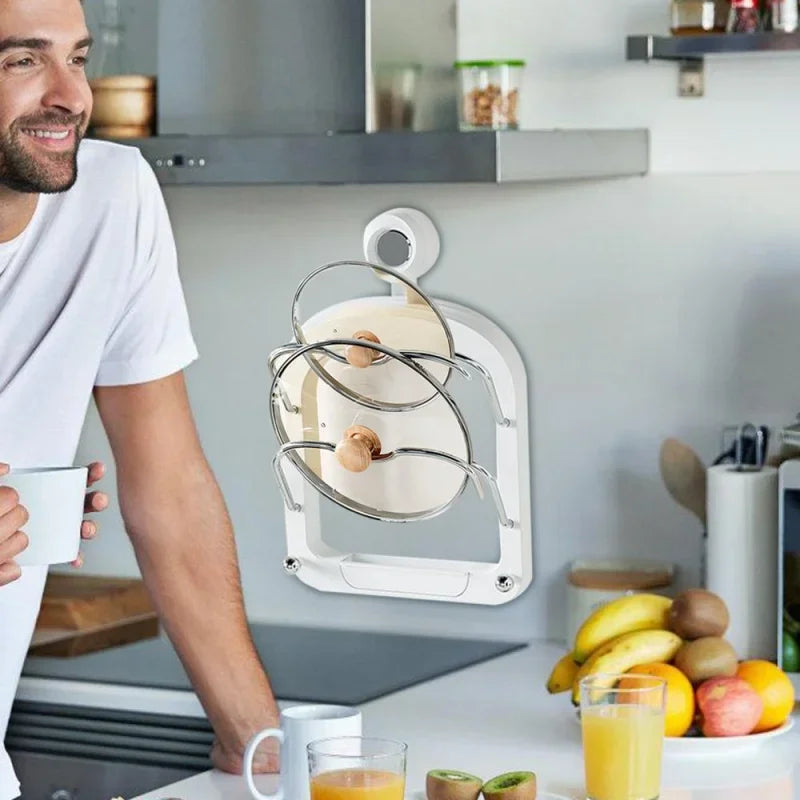 Kitchen Organizer Rack Wall Hanging Pot Cover Rack Multilayer Pot Lid Metal Multifunctional Rack Pot Lid Storage Rack