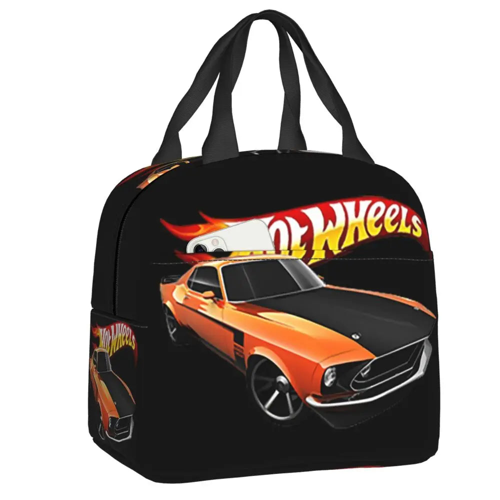Custom Hot Wheels For Fans Thermal Insulated Lunch Bag Cartoon Sport Car Portable Lunch Container Travel Multifunction Food Box