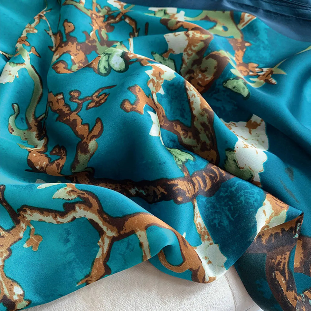 1 pcs 180x90cm Elegant Spring Autumn Silk Scarf Plum Blossom Print Long Shawl Fashionable Trendy Warm Necktie for Women